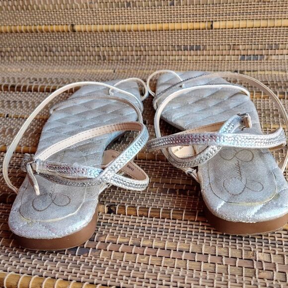 Jessica Simpson Silver Quilted Gladiator Strap Sandals Women's Size 9 - Picture 7 of 13